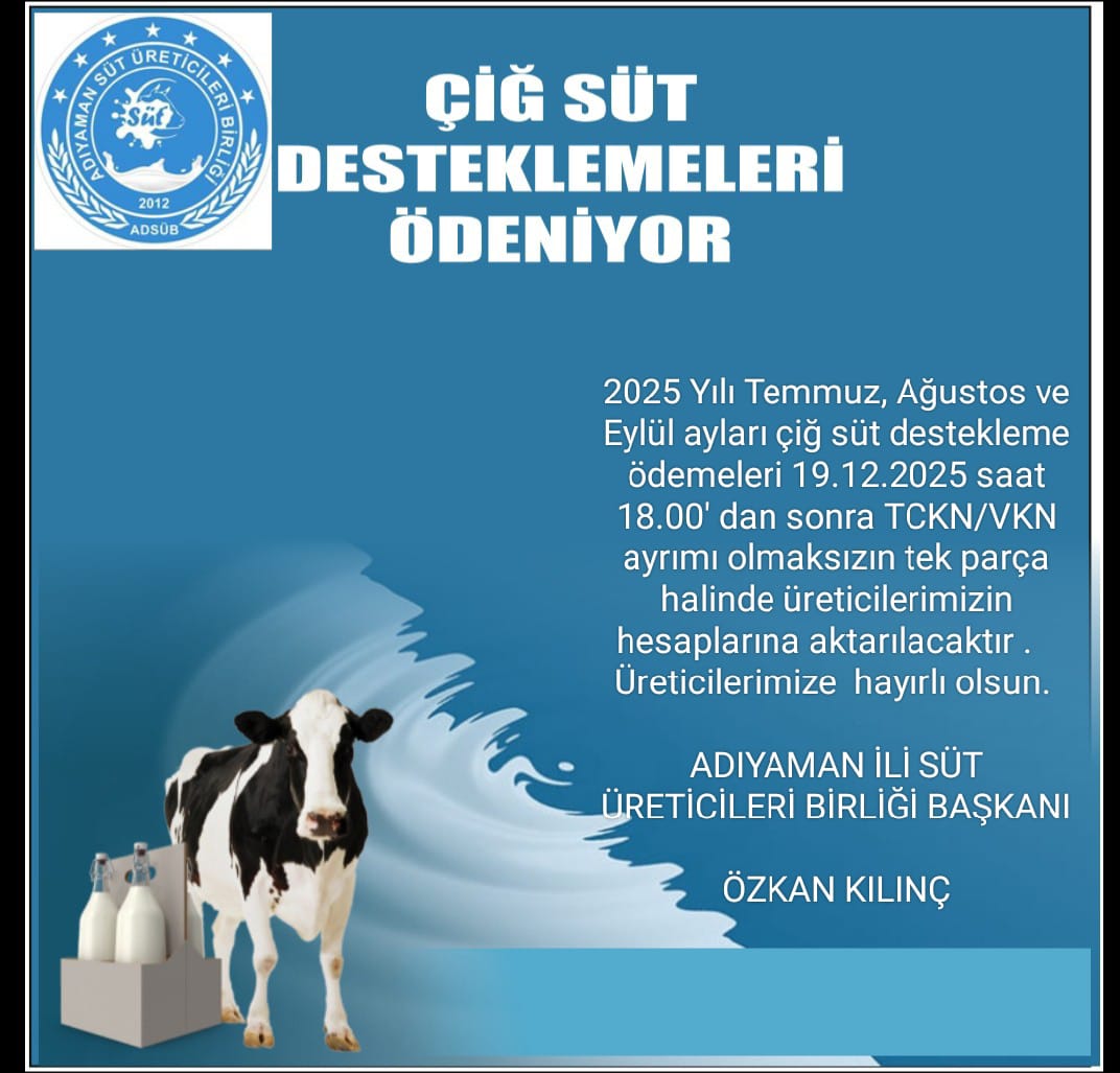 SÜT DESTEKLEMELERİ ÖDENİYOR